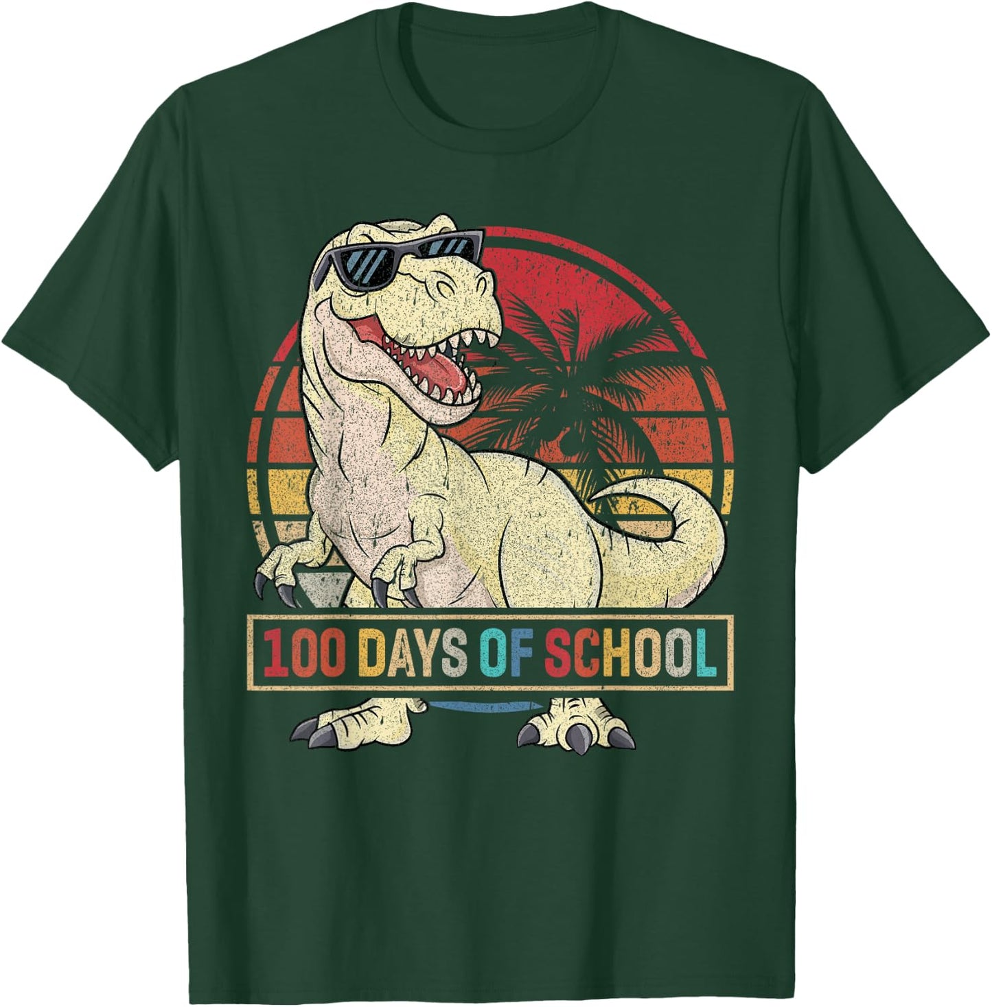 100 Days of School Dinosaur 100 Days Smarter Kids 100th Day T-Shirt - T-Shirt | Forest