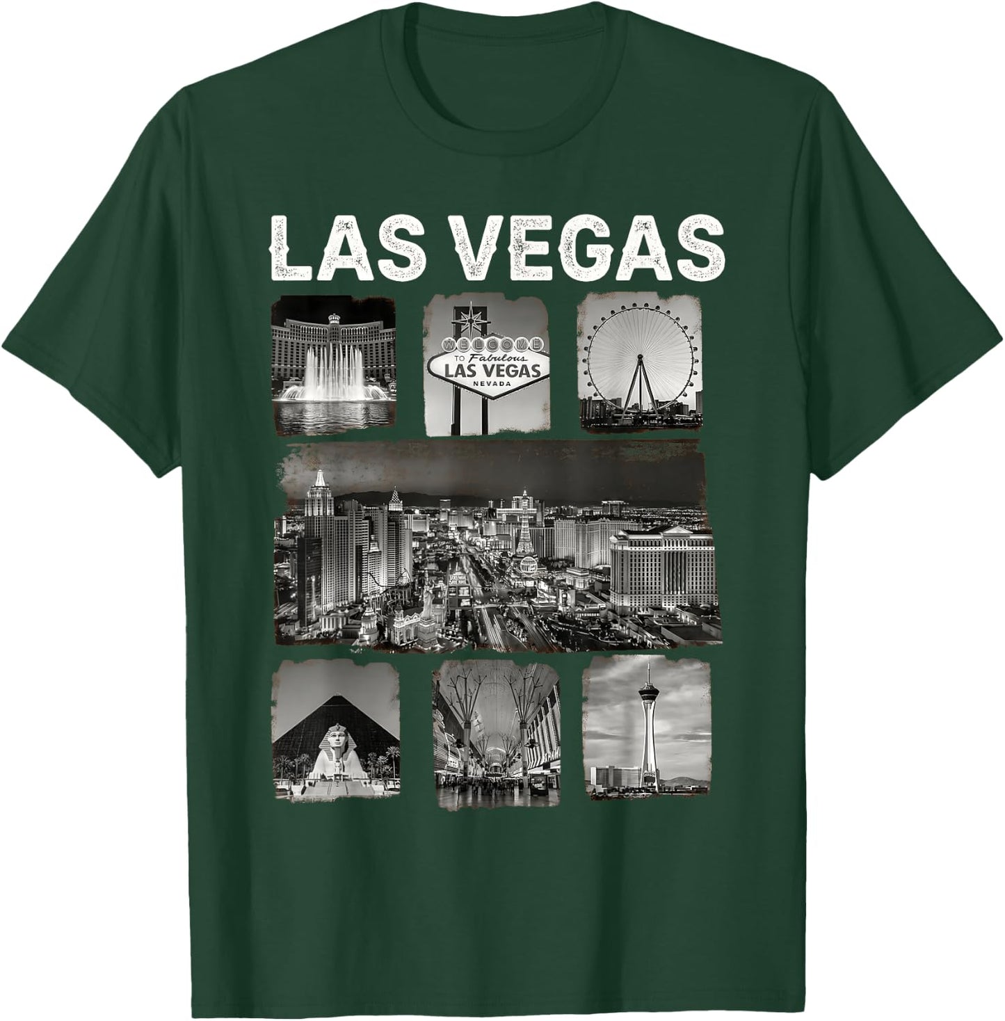 Las Vegas Nevada Iconic Landmarks Collage T-Shirt - T-Shirt | Forest