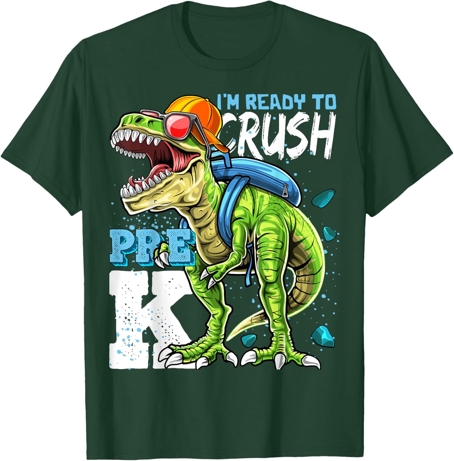 Ready To Crush Pre-K T Rex Dinosaur Back to School Boys Gift T-Shirt - T-Shirt | Forest