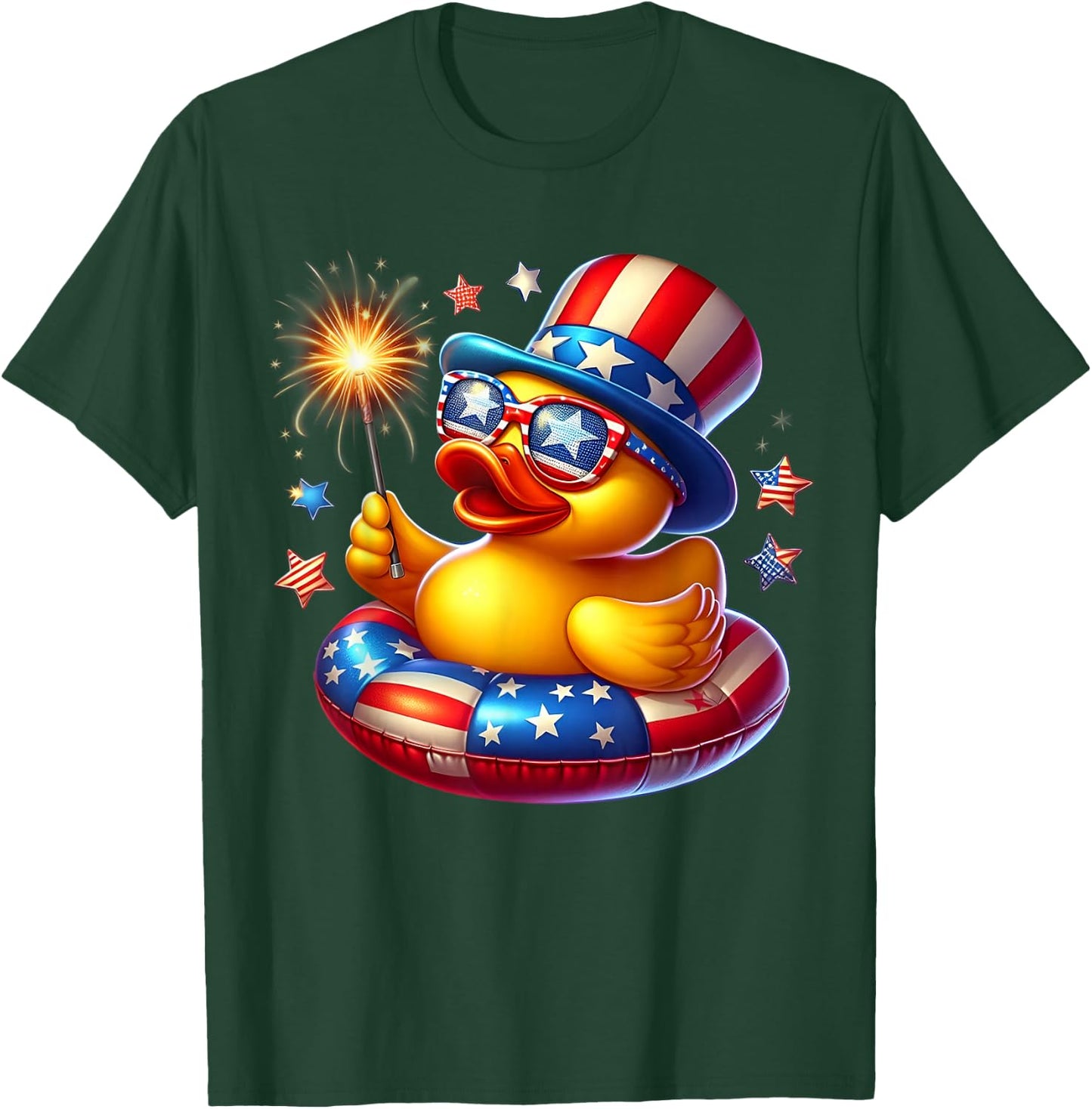 Cool Rubber Duck Duckie American Flag 4th of July Patriotic T-Shirt - T-Shirt | Forest