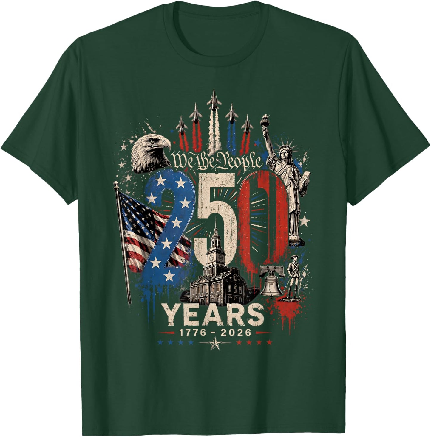 250 Years American 250th Anniversary USA Patriotic 4th July T-Shirt - T-Shirt | Forest
