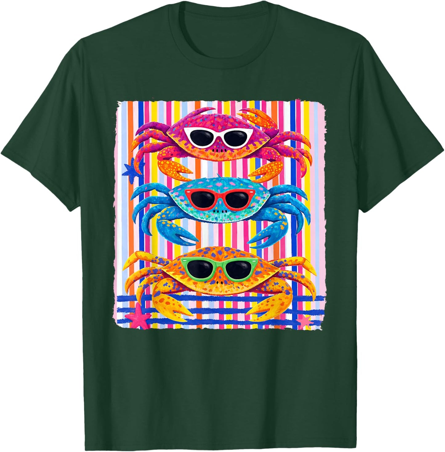 Crabby Crab Sunglasses Summer Hawaii Beach Vacation Ocean T-Shirt - T-Shirt | Forest