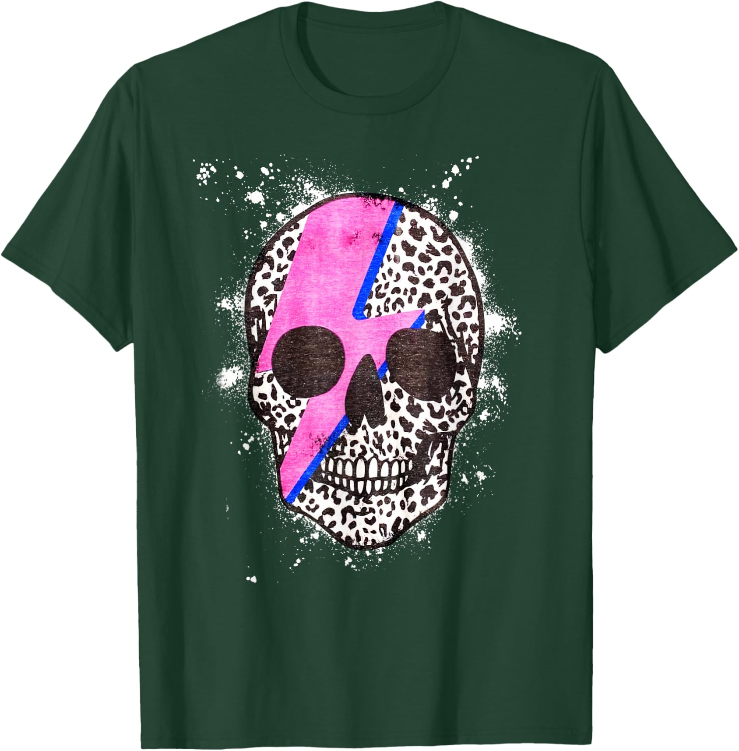 Leopard Skull Graphic Men Women Cheetah Animal Bleach T-Shirt - T-Shirt | Forest