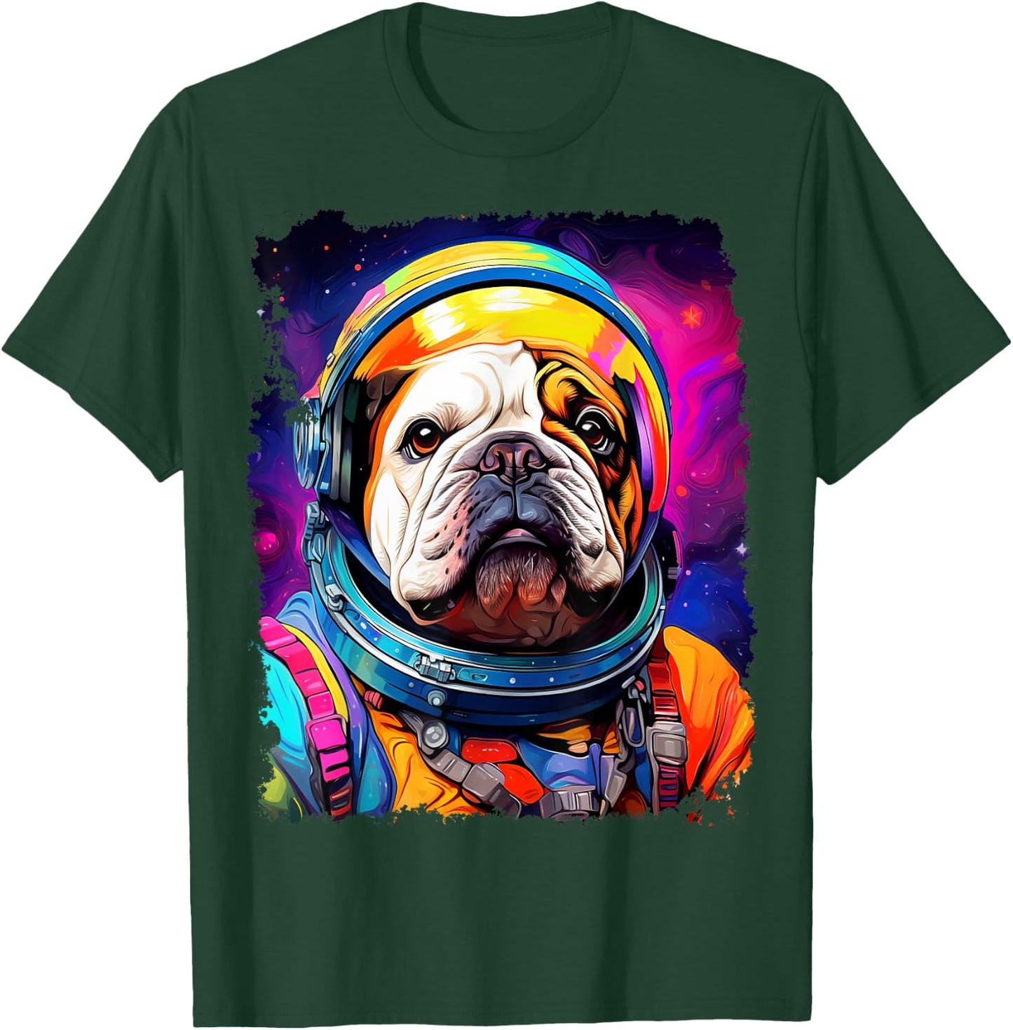 Pop Art Dog English Bulldog Space Astronaut Women Kids T-Shirt - T-Shirt | Forest