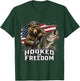 Hooked On Freedom Bear Fishing Patriotic USA Gift T-Shirt - T-Shirt | Forest