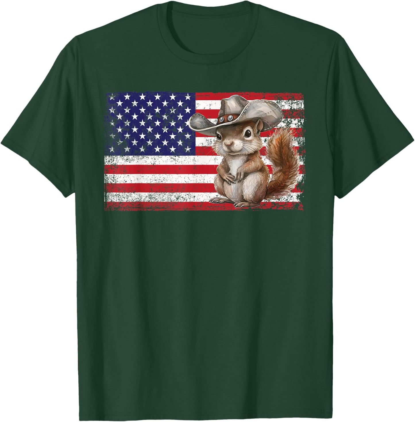 Patriotic Squirrel American Flag USA 4th Of July T-Shirt - T-Shirt | Forest