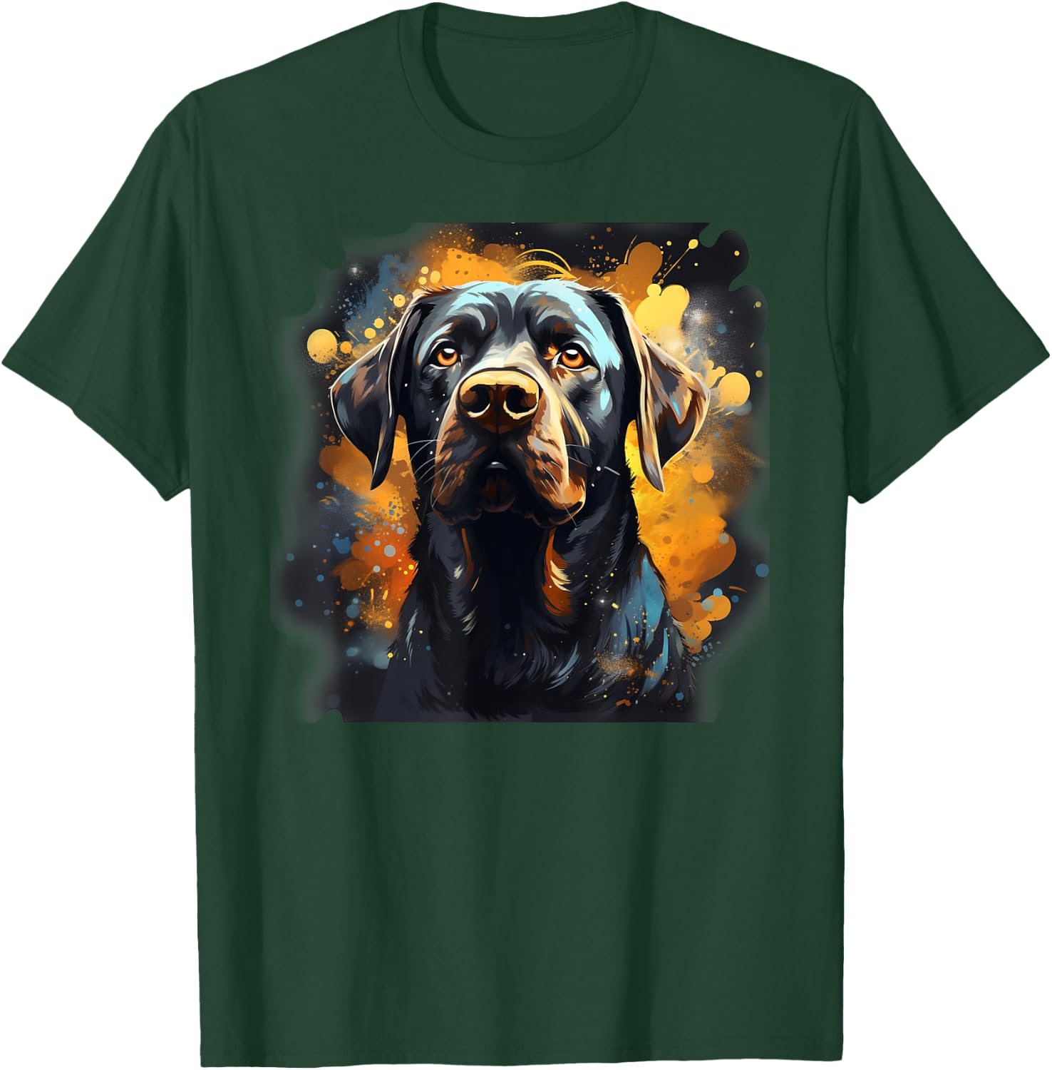 Black Lab Mastiff Mix Dog Colorful Orange Blue Splatter Women T-Shirt - T-Shirt | Forest