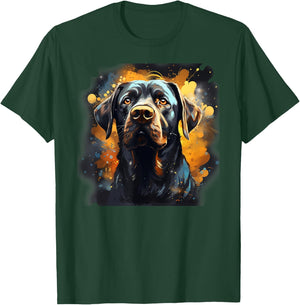 Black Lab Mastiff Mix Dog Colorful Orange Blue Splatter Women T-Shirt - T-Shirt | Forest
