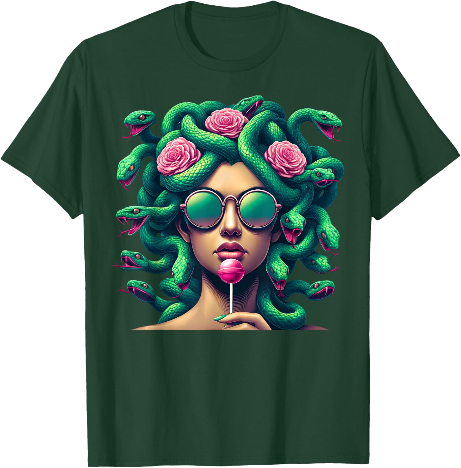 Medusa Hippie Psychedelic Snakes Greek Mythology , White T-Shirt - T-Shirt | Forest
