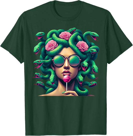 Medusa Hippie Psychedelic Snakes Greek Mythology , White T-Shirt - T-Shirt | Forest