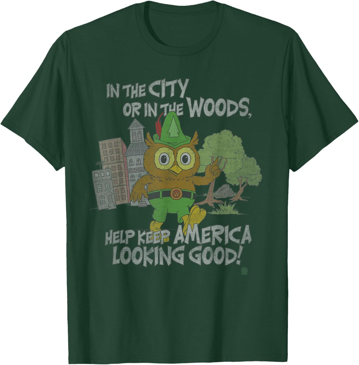 Woodsy Owl Keep America Looking Good Distressed and Faded T-Shirt - T-Shirt | Forest