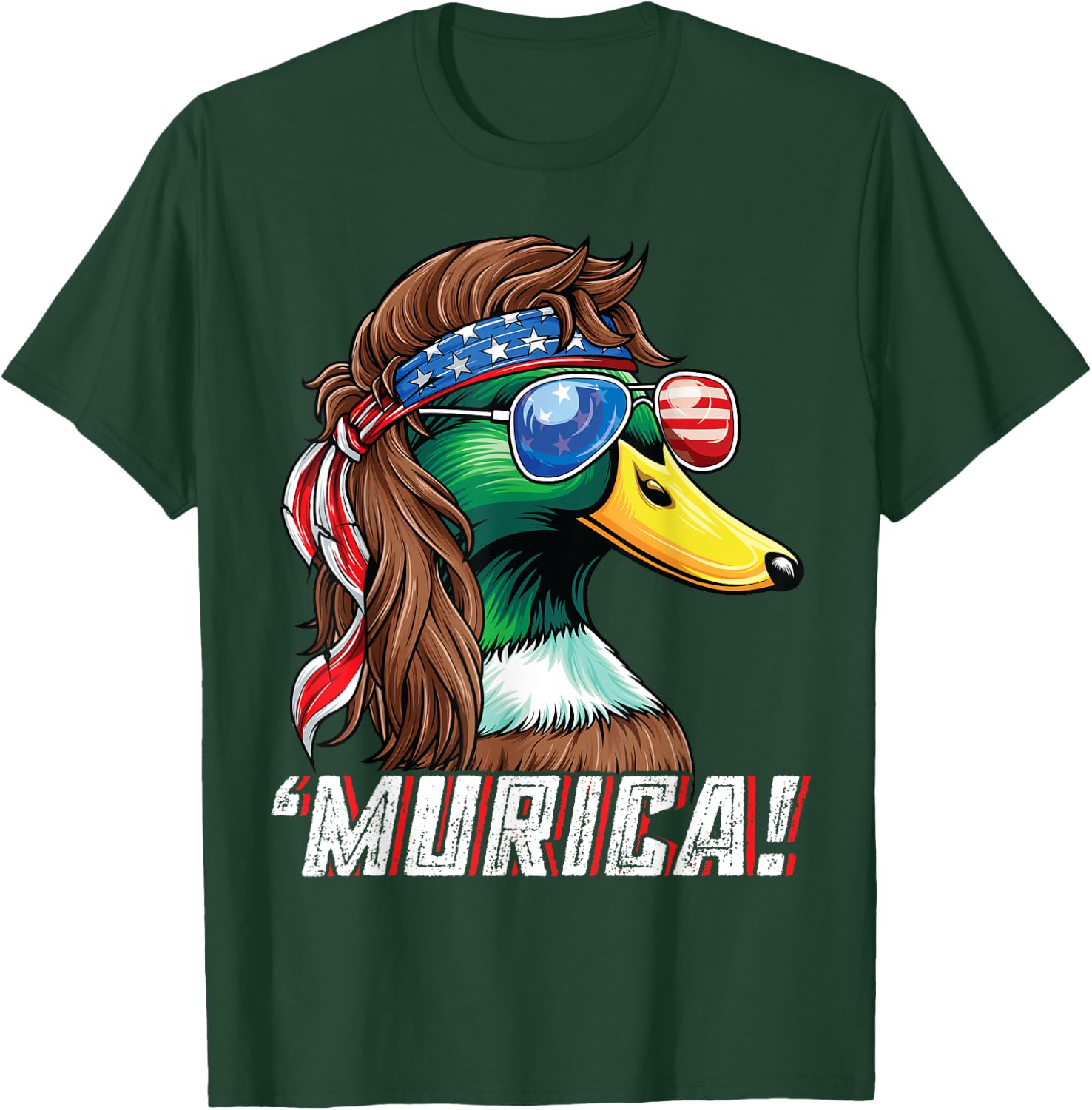 Patriotic Duck Hunter Shirt USA Funny Murica 4th of July Kids Men T-Shirt - T-Shirt | Forest
