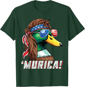 Patriotic Duck Hunter Shirt USA Funny Murica 4th of July Kids Men T-Shirt - T-Shirt | Forest