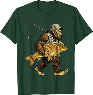 Carp Bigfoot Fisherman River Fishing Sasquatch T-Shirt - T-Shirt | Forest