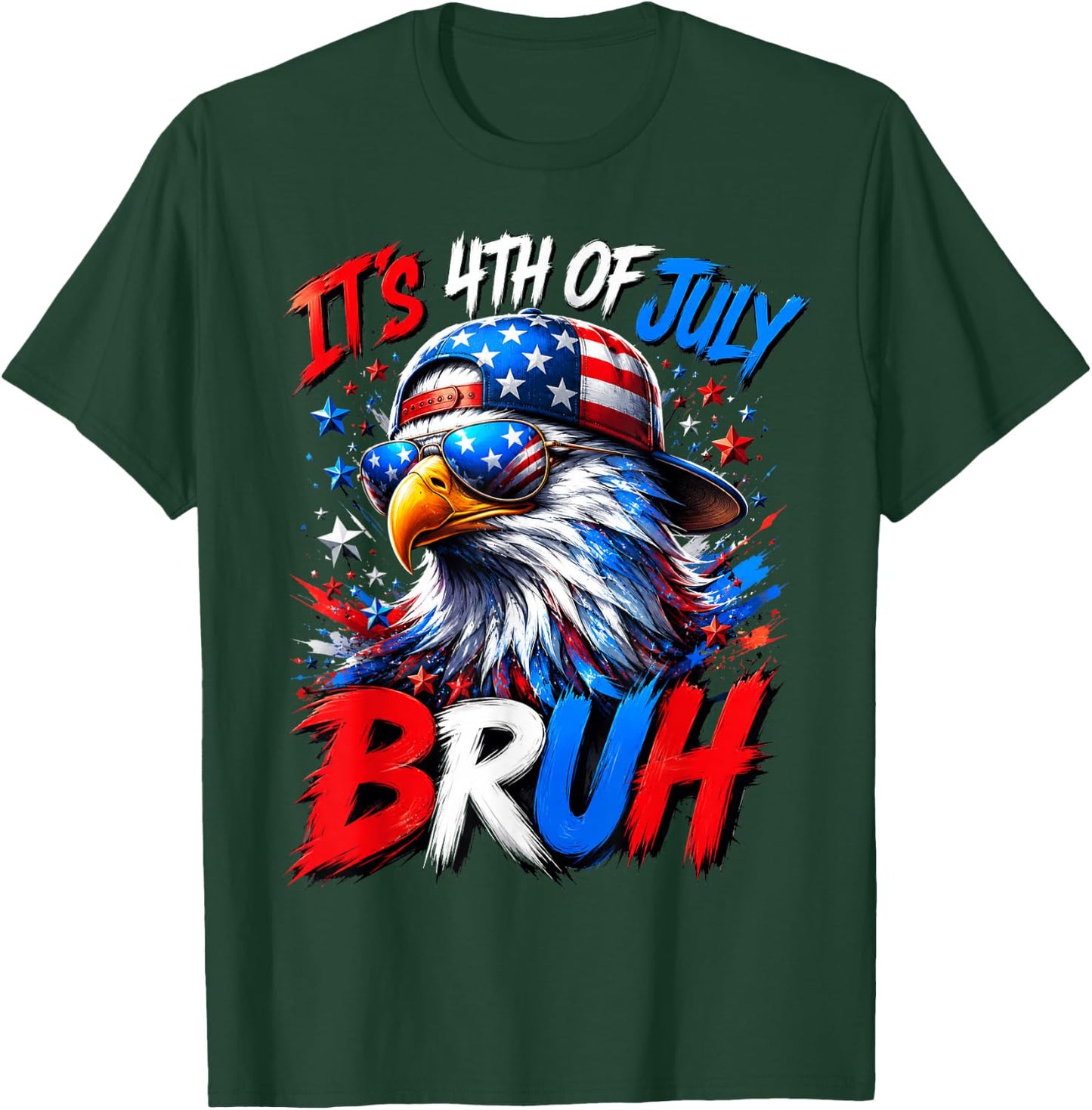 Bruh 4th of July Boys Kids Fourth of July Bald Eagle T-Shirt - T-Shirt | Forest