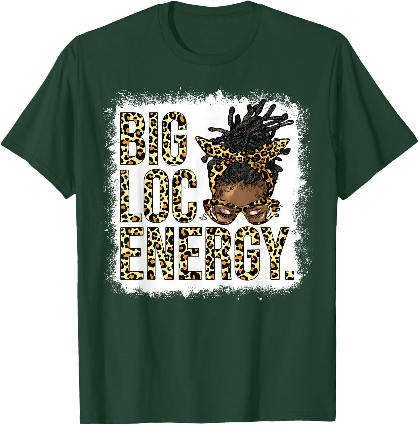 Big Loc Energy Leopard Loc'd Woman Black Girl Juneteenth T-Shirt - T-Shirt | Forest