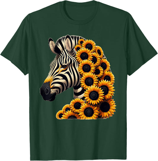 Sunflower Zebra Flower Gardening Floral T-Shirt - T-Shirt | Forest