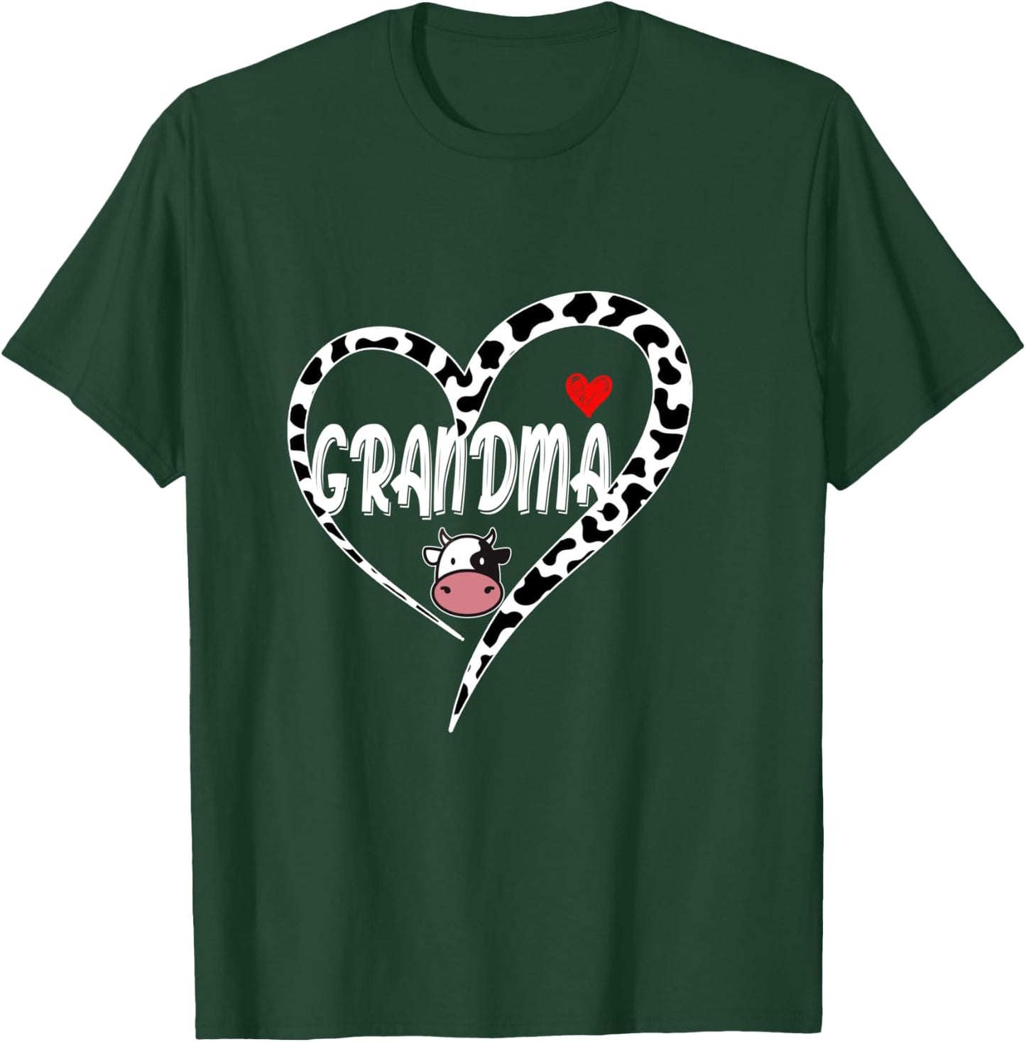 Grandma Cow Print Cow Heart Pattern Farmer Cows Mother's Day T-Shirt - T-Shirt | Forest