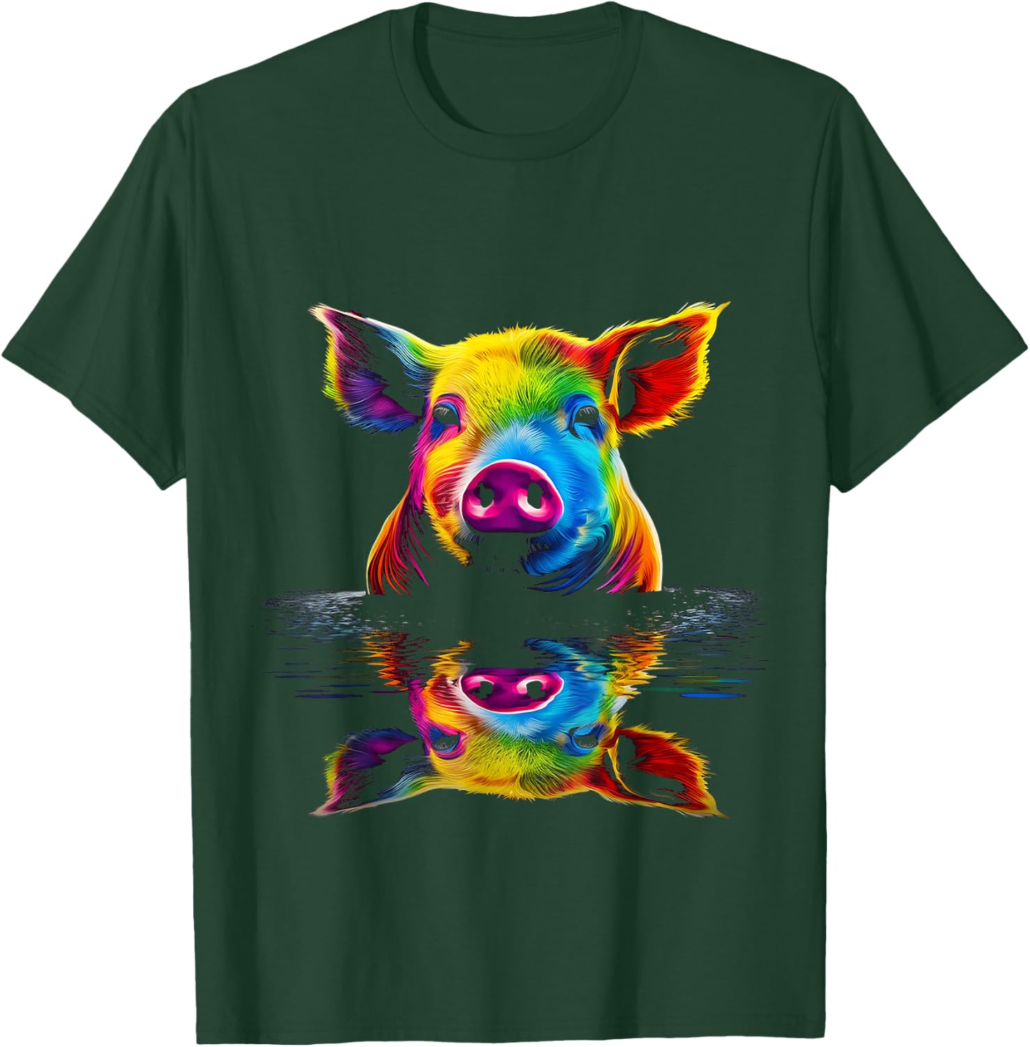 Pig Colorful Animal Art Illustration Graphic Pig T-Shirt - T-Shirt | Forest