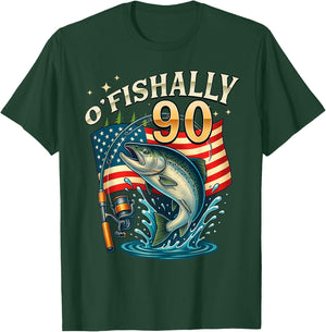 O'fishally 90 Years Old Fishing 90th Birthday Fisherman T-Shirt - T-Shirt | Forest