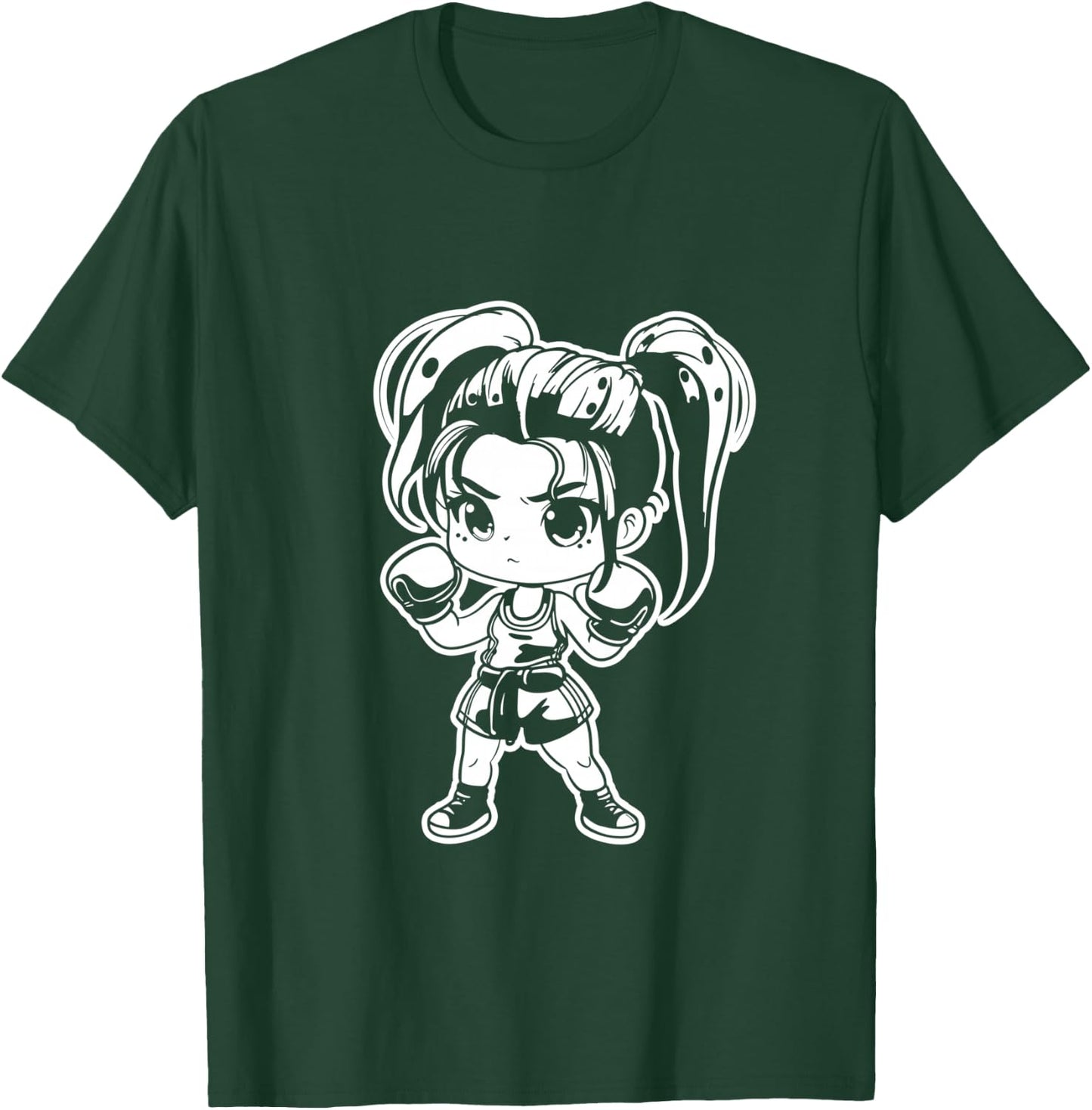 Kickboxing Girl Manga Style for Girls T-Shirt - T-Shirt | Forest