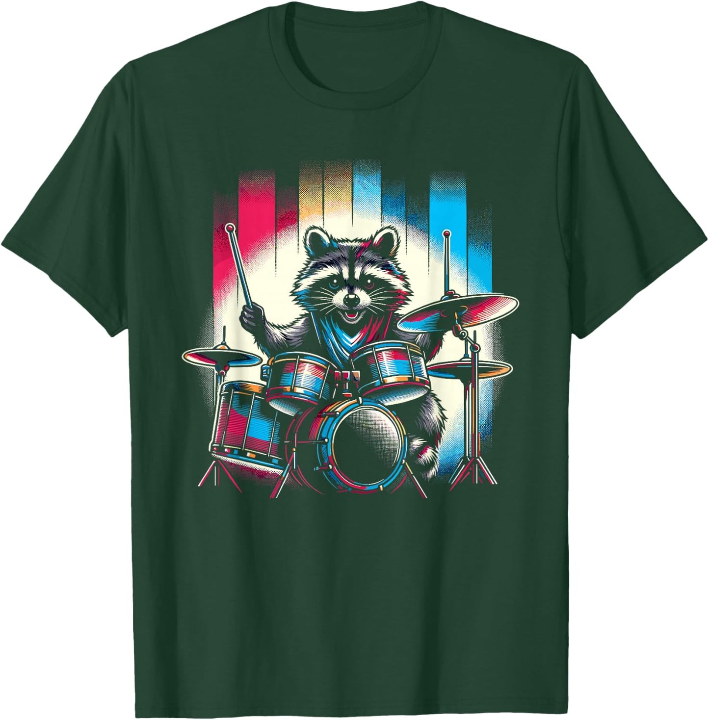 Raccoon Playing Drums Teacher Drummer Novelty Funny Drummer , black T-Shirt - T-Shirt | Forest