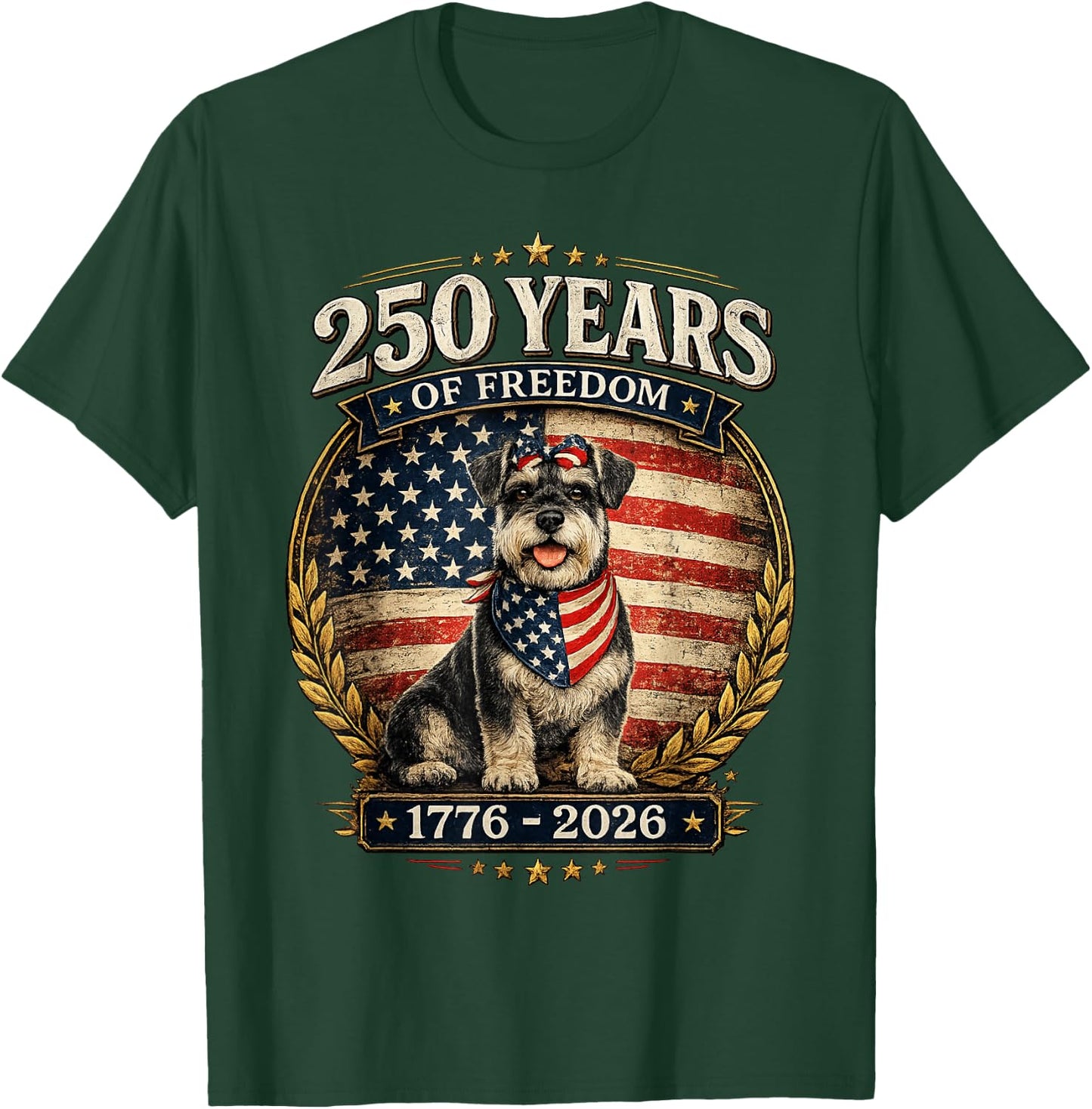 250 Years America Anniversary Miniature Schnauzer T-Shirt - T-Shirt | Forest