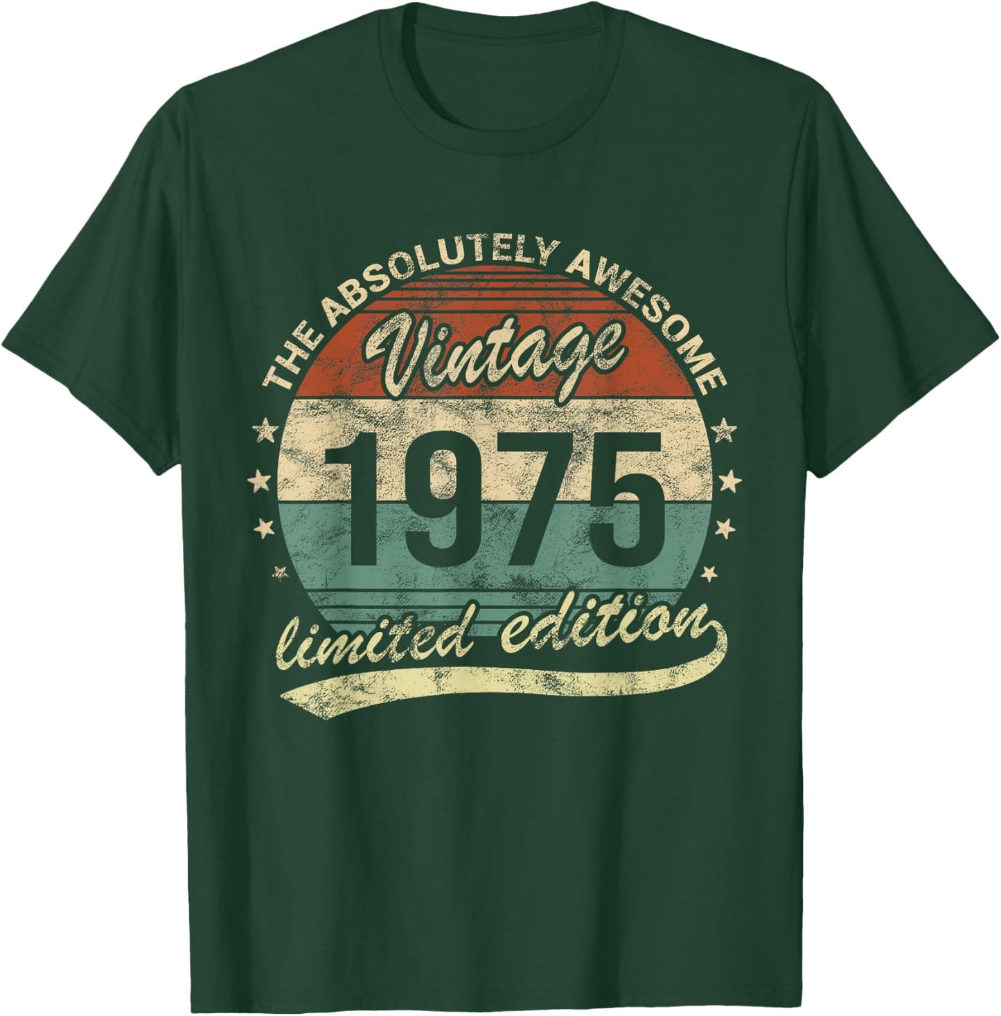 50th Birthday Awesome Vintage Vintage 1975 Man Or Woman , black T-Shirt - T-Shirt | Forest