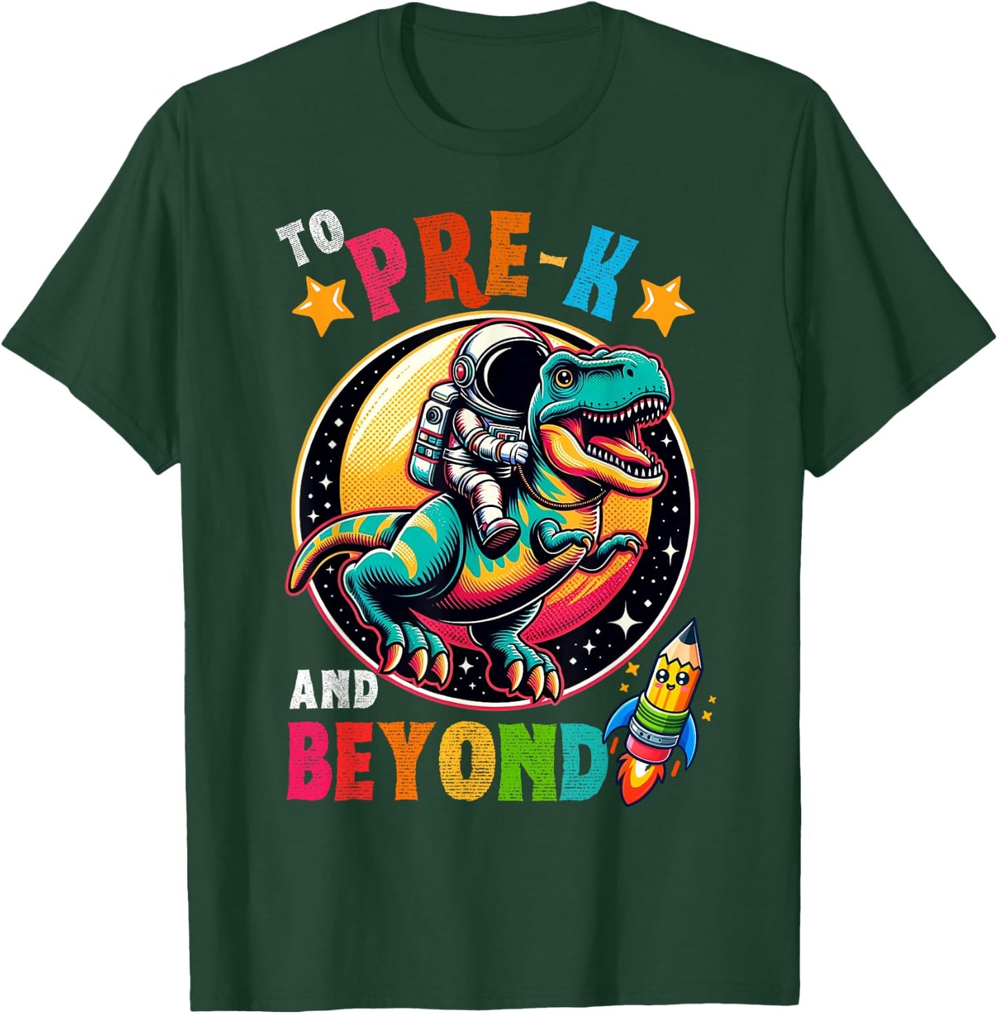 Astronaut Dinosaur boys First day back to School Pre-k Kids T-Shirt - T-Shirt | Forest