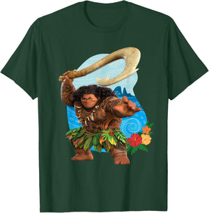 Disney Vaiana 2 Tropical Island Adventure Maui & Fish Hook T-Shirt - T-Shirt | Forest