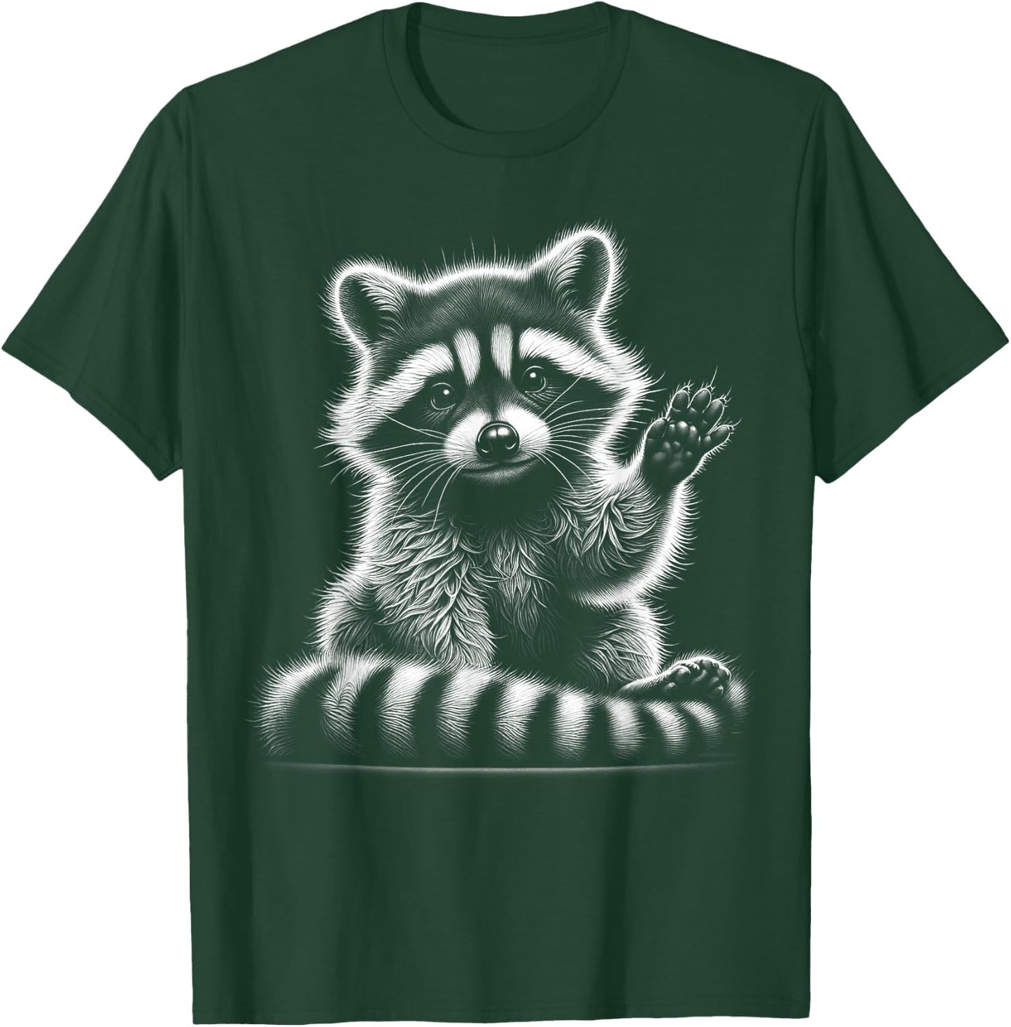 Winkender Waschbär als niedliches Schwarz Weiß Porträt T-Shirt - T-Shirt | Forest