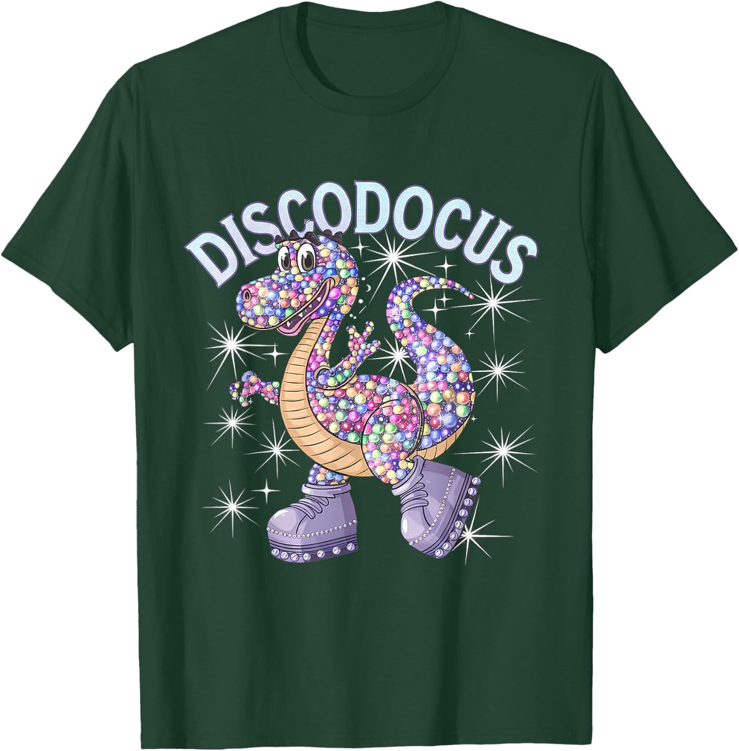 Disco Dino Diplodocus Disco Dance Lover 1970s Disco Party T-Shirt - T-Shirt | Forest