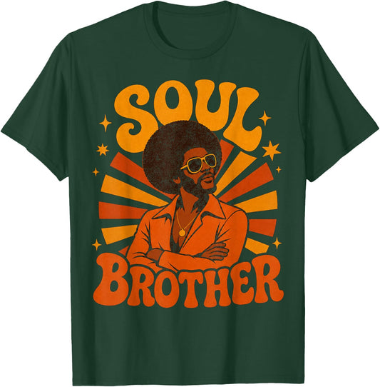 Retro 70s Soul Brother Afro Design T-Shirt - T-Shirt | Forest