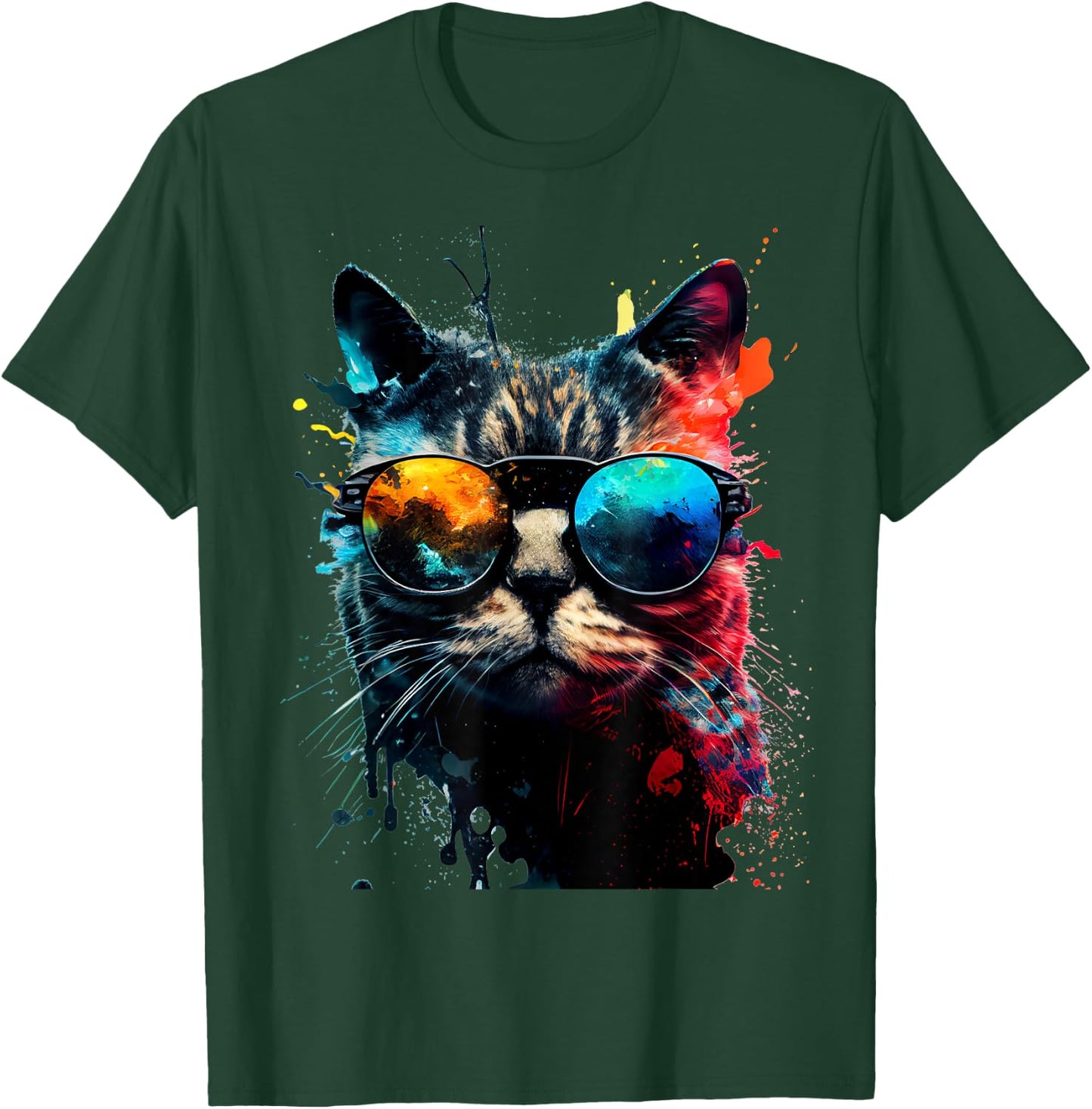 Cool Cat with Sunglasses , black T-Shirt - T-Shirt | Forest