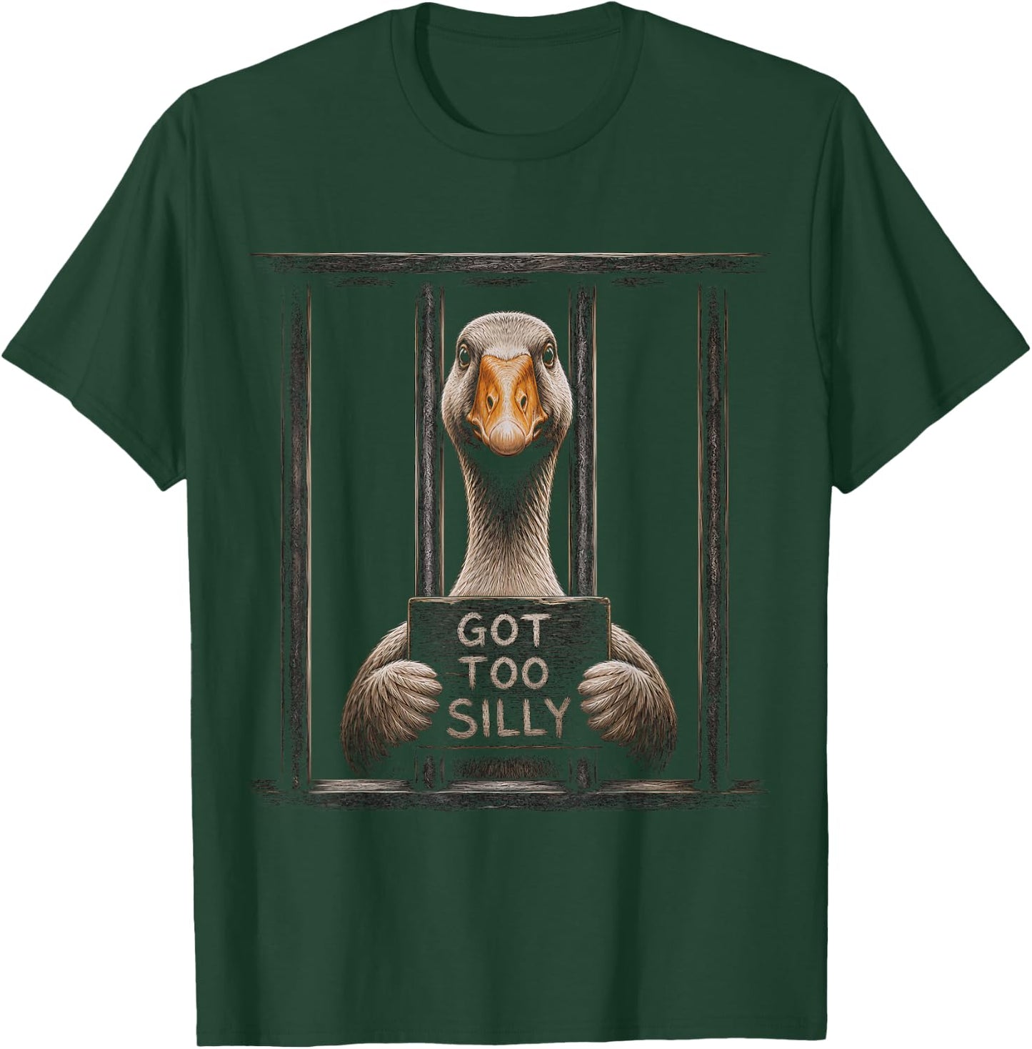 Goose Got Too Silly Funny Graphic Artwork Design T-Shirt - T-Shirt | Forest