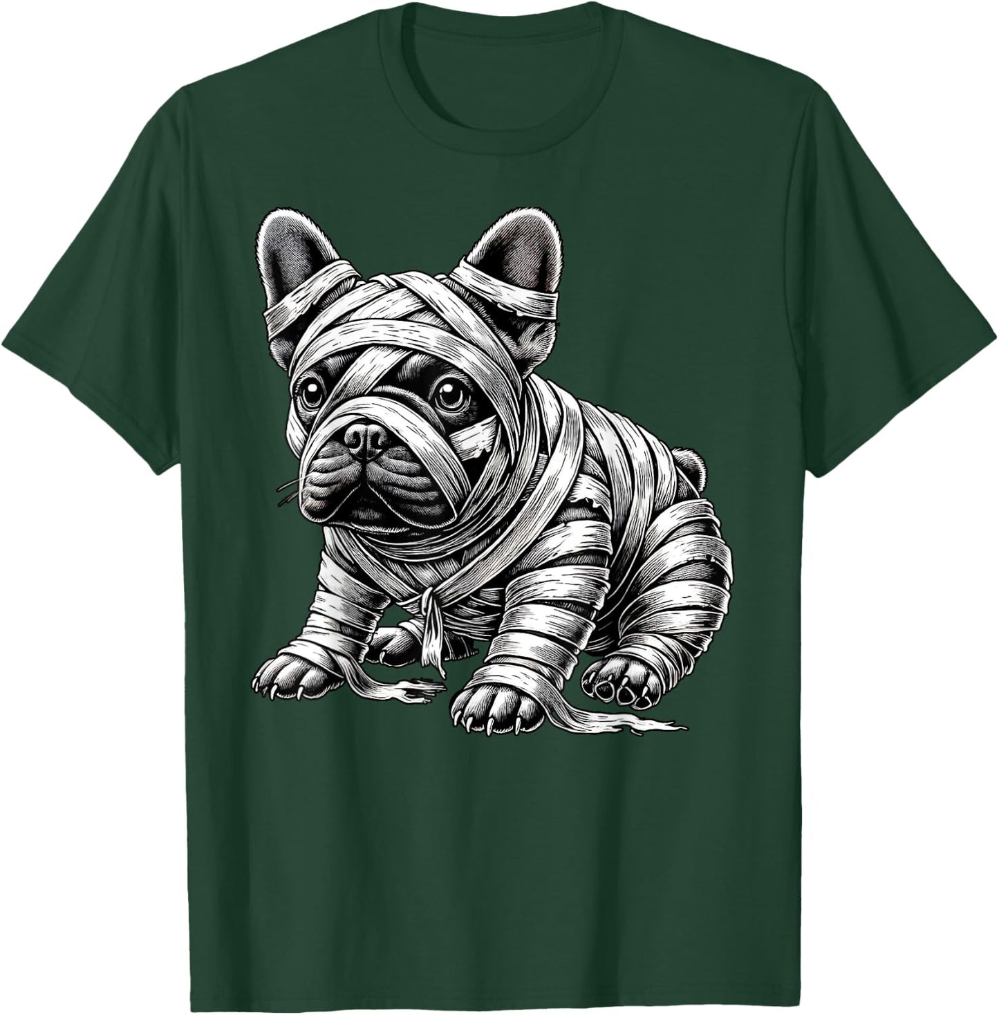Halloween Bulldog Frenchie Mummy Costume Dog Puppy Men Women Kids T-Shirt - T-Shirt | Forest