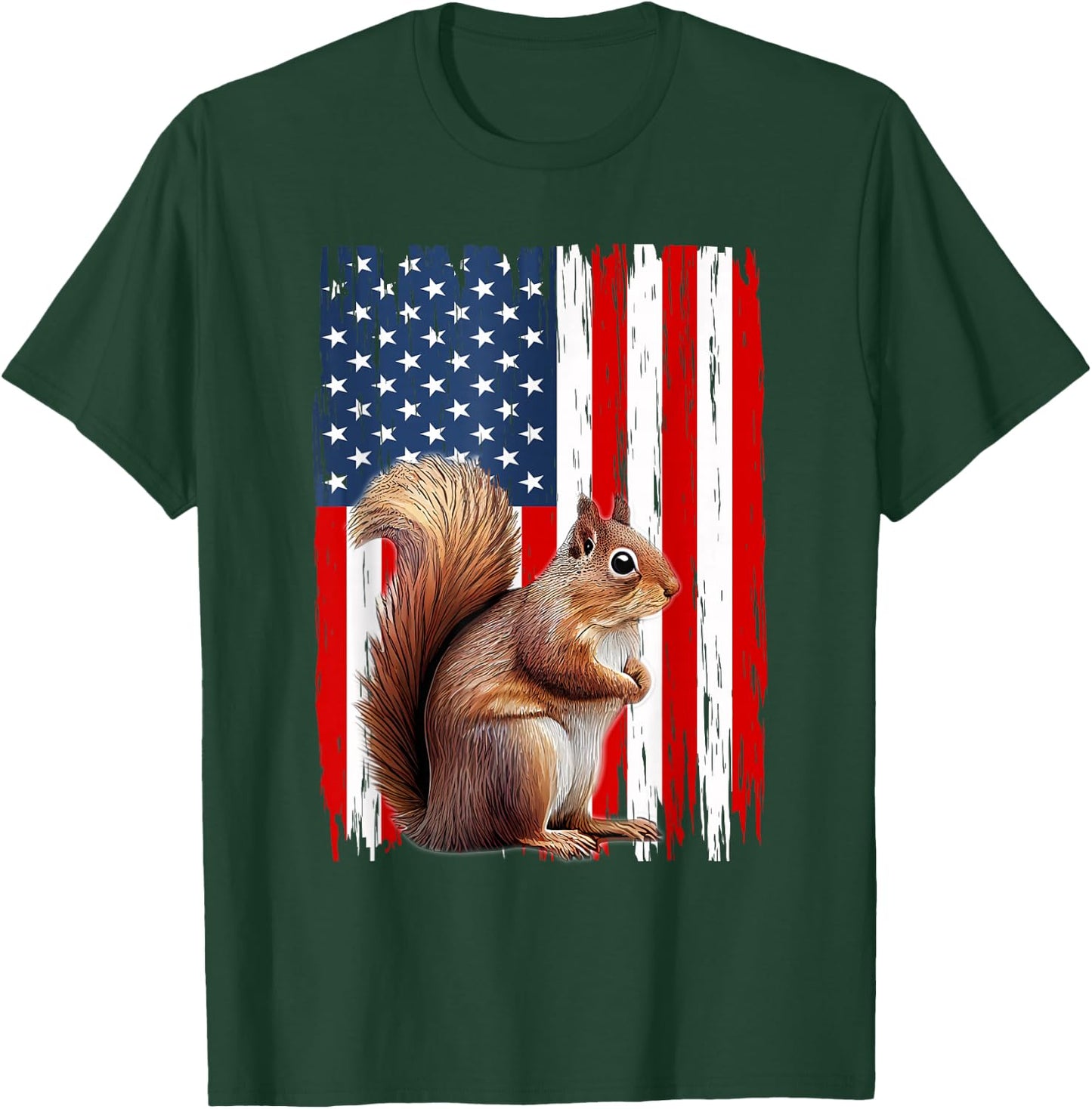 Patriotic Squirrel USA Flag American 4th Of July Men Women T-Shirt - T-Shirt | Forest