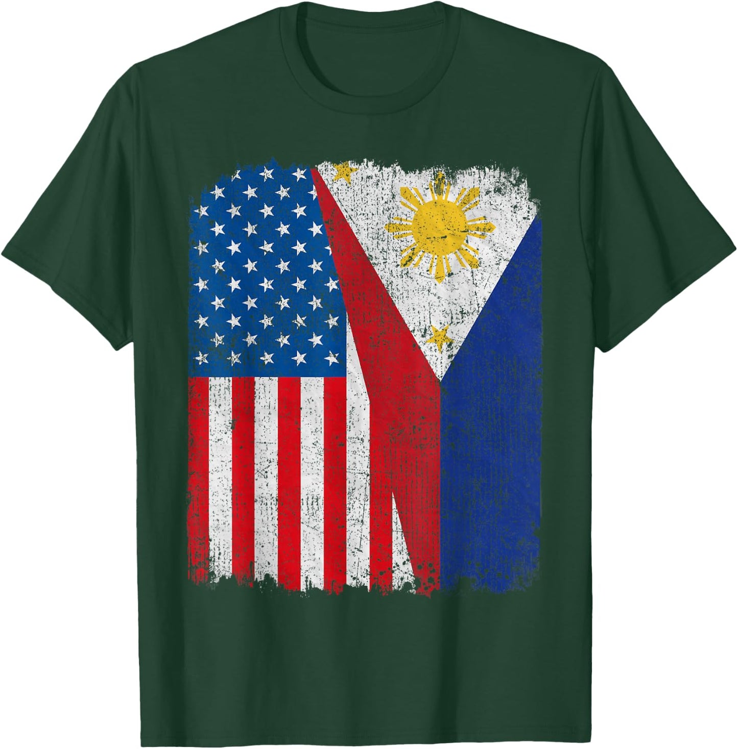 Filipino American Flag Half USA Philippines Root Proud T-Shirt - T-Shirt | Forest