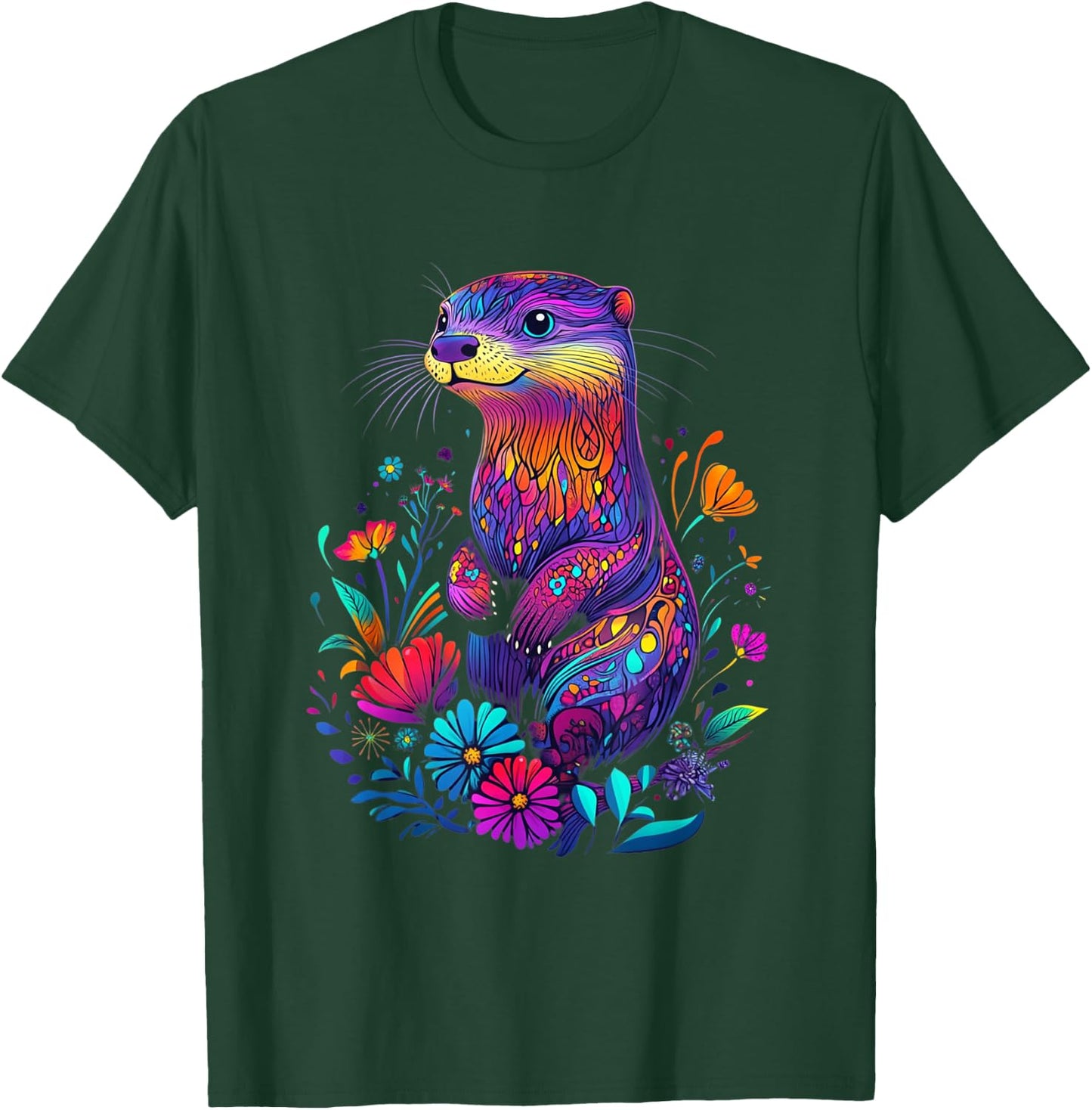 Aesthetic Otter Graphic Cute Otter Women Girls T-Shirt - T-Shirt | Forest