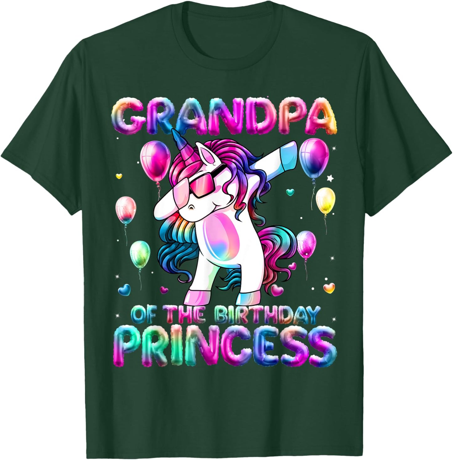 Grandpa of the Birthday Princess Girl Dabbing Unicorn Papa T-Shirt - T-Shirt | Forest