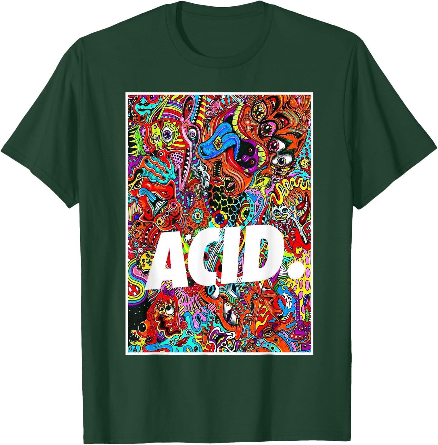 ACID | LSD , Goa, Trip, Rave, Festival, Techno , Black, S T-Shirt - T-Shirt | Forest