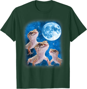 Gecko Howling At The Space Full Moon At Night Starry Sky T-Shirt - T-Shirt | Forest