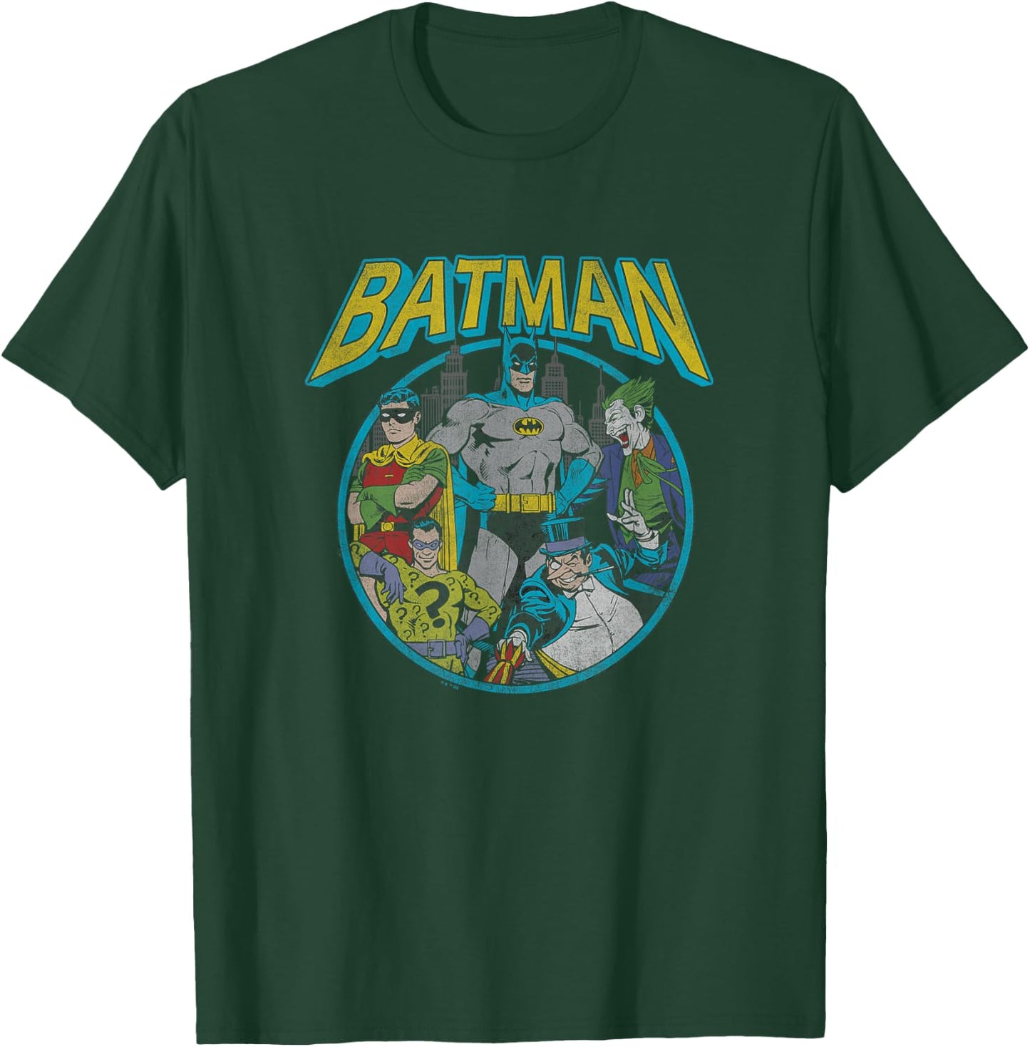 DC Comics Batman Frenemies Vintage Circle Group Shot T-Shirt - T-Shirt | Forest