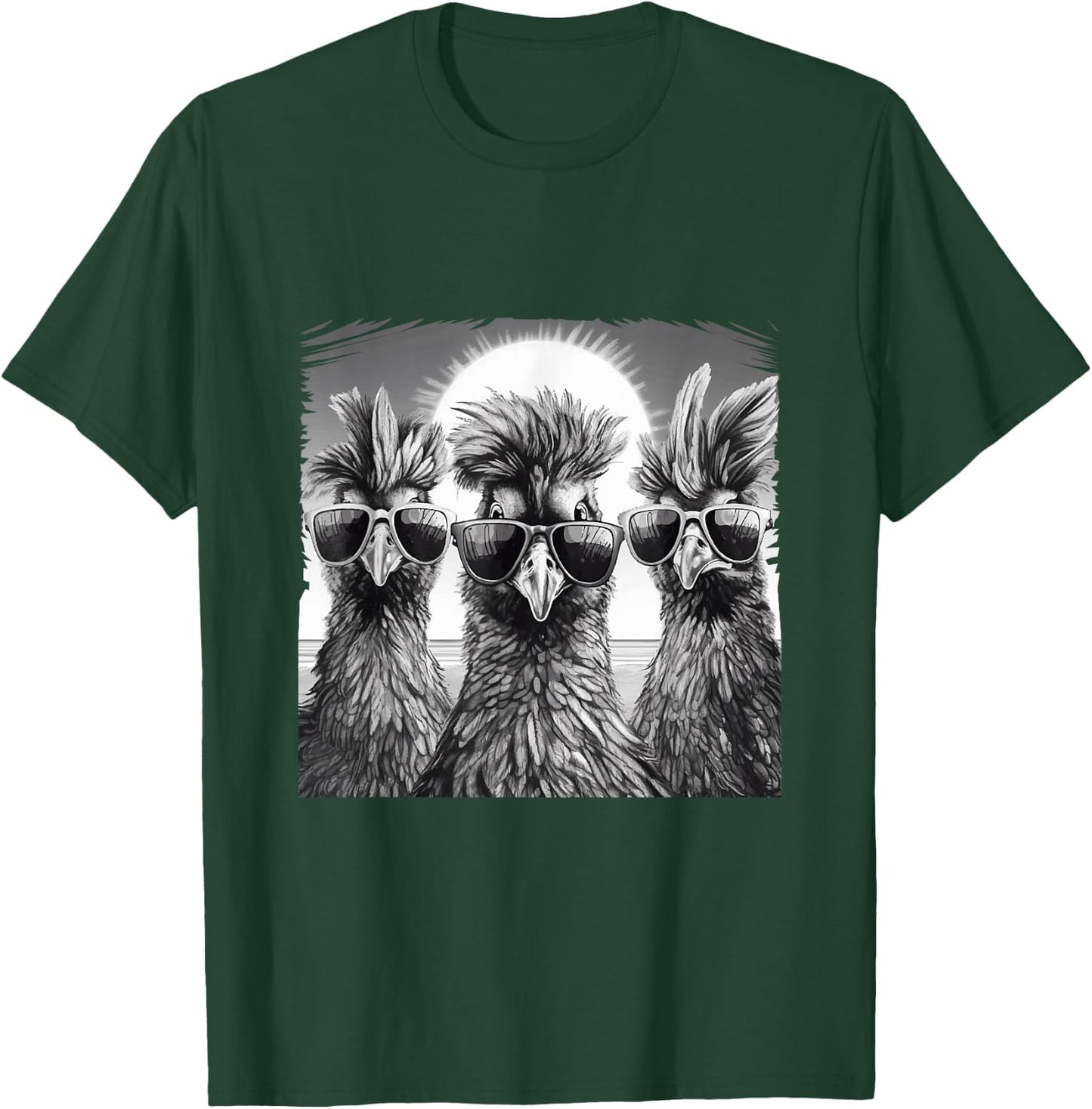 Cool Chickens with Sunglasses Farmer Farmers Rooster & Hens , black T-Shirt - T-Shirt | Forest