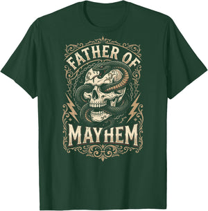 Father of Mayhem Vintage Gothic Skull Snake Tattoo (On Back) T-Shirt - T-Shirt | Forest