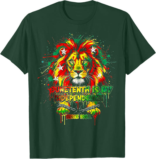 Juneteenth Lion Black African June 19th 1965 Men Women Black T-Shirt - T-Shirt | Forest