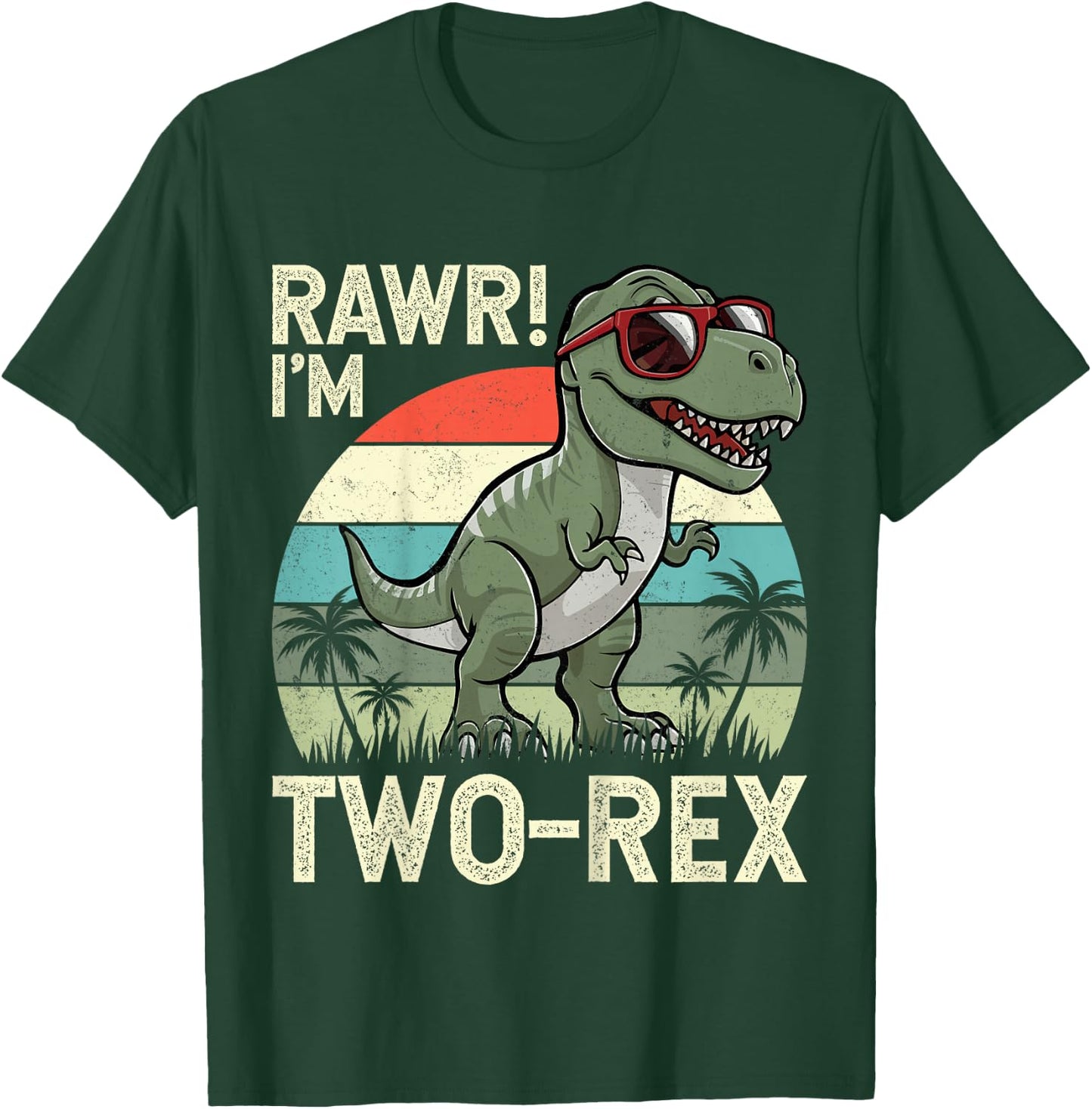 Rawr I'm Two-Rex Dinosaur 2nd Birthday Kids 2 Years Old T-Shirt - T-Shirt | Forest