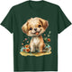 Baby Welpe mit Blumen süßer Hund Mädchen Tochter T-Shirt - T-Shirt | Forest