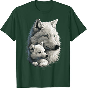 Wolf und Wolfswelpe Herren Wolfsliebhaber Mädchen Damen Wolf T-Shirt - T-Shirt | Forest