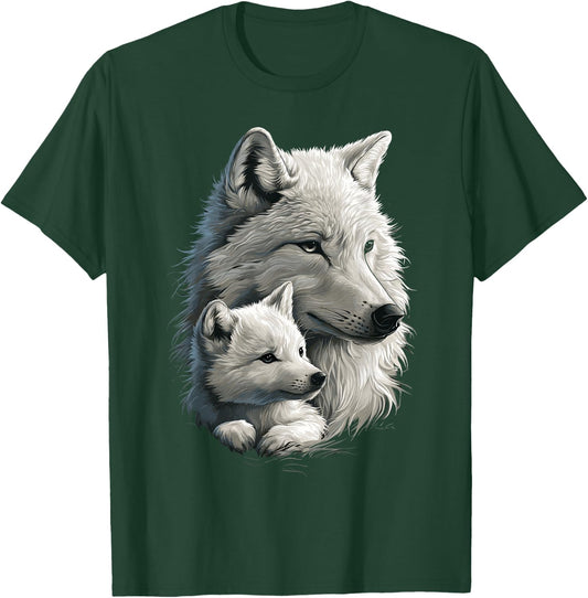 Wolf und Wolfswelpe Herren Wolfsliebhaber Mädchen Damen Wolf T-Shirt - T-Shirt | Forest